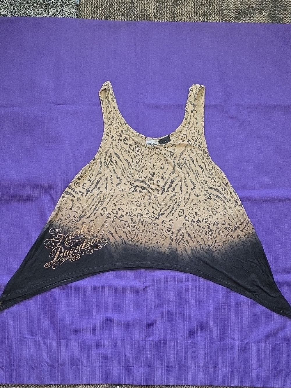 Harley-Davidson Beige to Black Ombre Animal-Print Tank